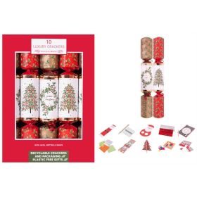 Green Christmas - 10 Luxury Crackers - Red & Gold